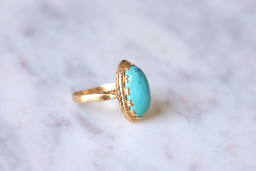 Sterling Silver Oval Turquoise Cabochon Ring. - Etsy